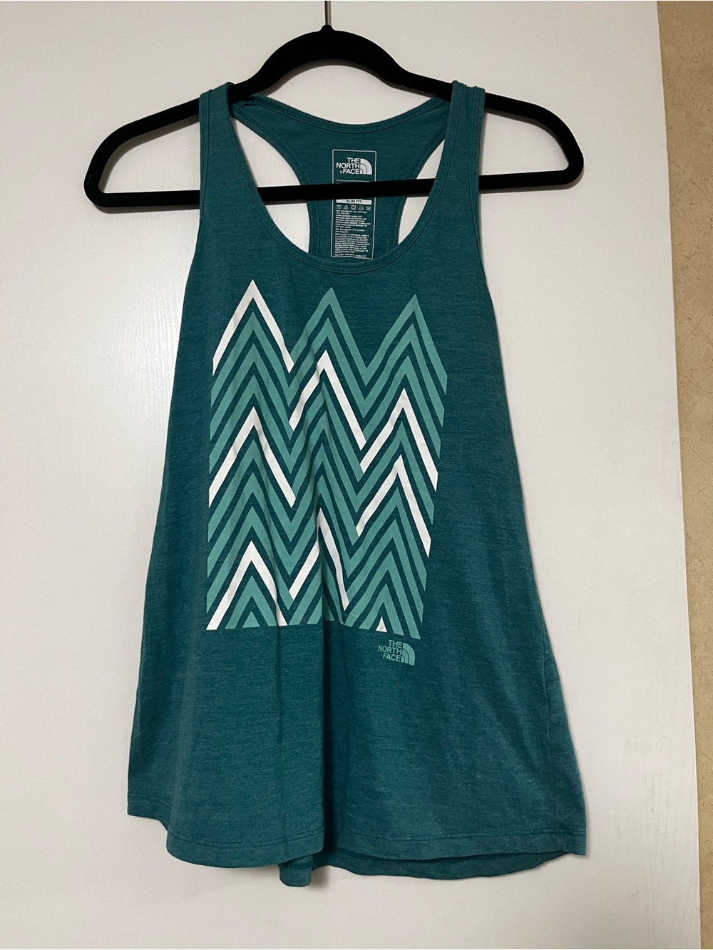 The North Face Teal Chevron Graphic Racerback Tank Top